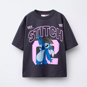 Zara Stitch Graphic T-Shirt in Black and Purple